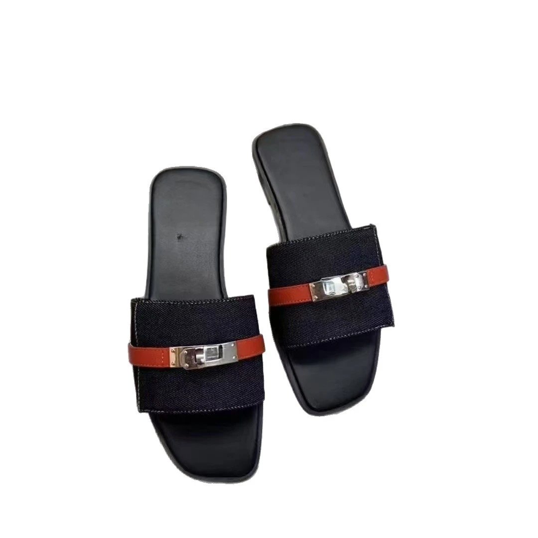 Unbranded Sandals Flat slide with turn-lock and studded strap detail image 5