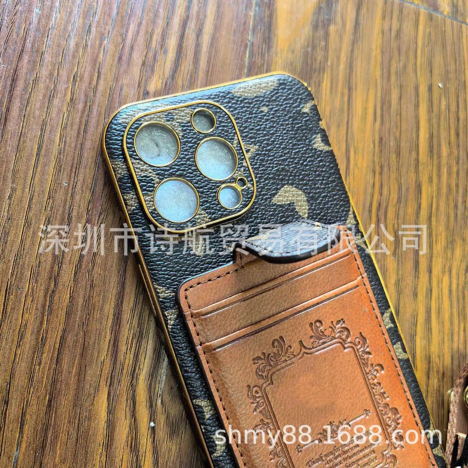 Unbranded Phone Cases Monogram-pattern case with detachable wallet and lanyard image 3