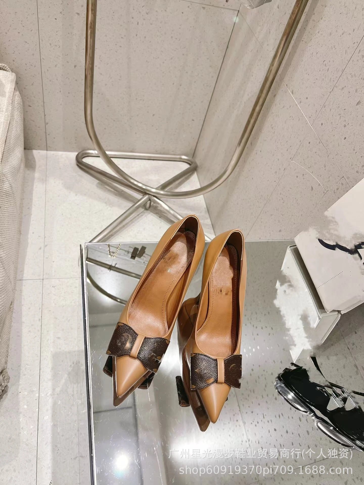 Louis Vuitton Bow Detail Pointed-Toe Pumps Beige Monogram Leather Heels - 12