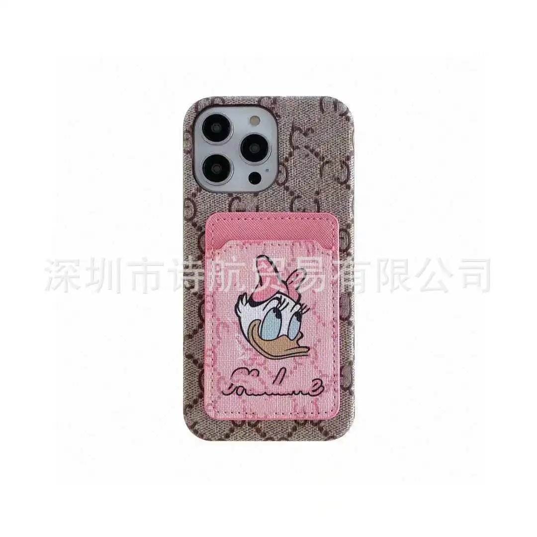 Unbranded Phone Cases Monogram Print Card Holder Case with Cartoon Duck Patch image 5
