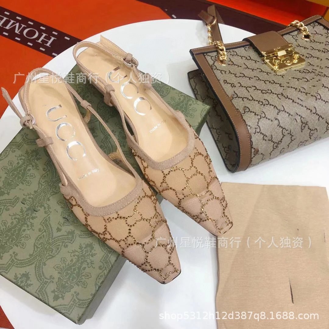 Gucci GG Marmont Slingback Flats Gray and Black - 4