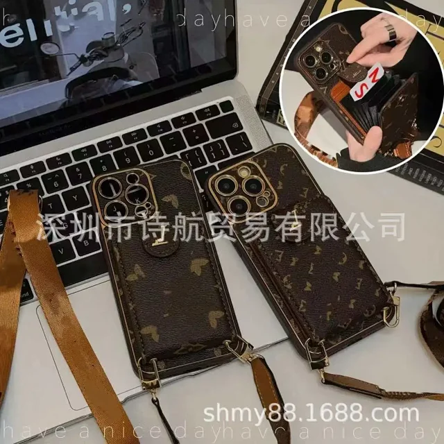 Unbranded Phone Cases Monogram Print Card Slot Crossbody Strap product detail image 1