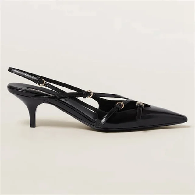 Unbranded High Heels Pointed-Toe Slingback with Strappy Buckle Details product detail image 5