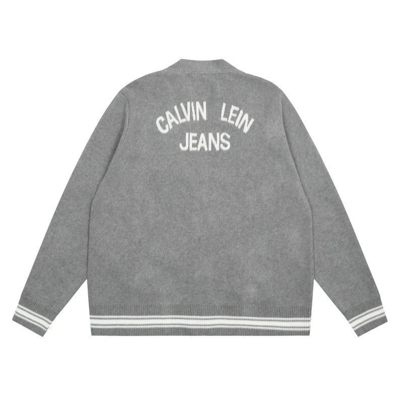 Calvin Klein Jeans Logo-Embroidered Gray Cardigan - 10