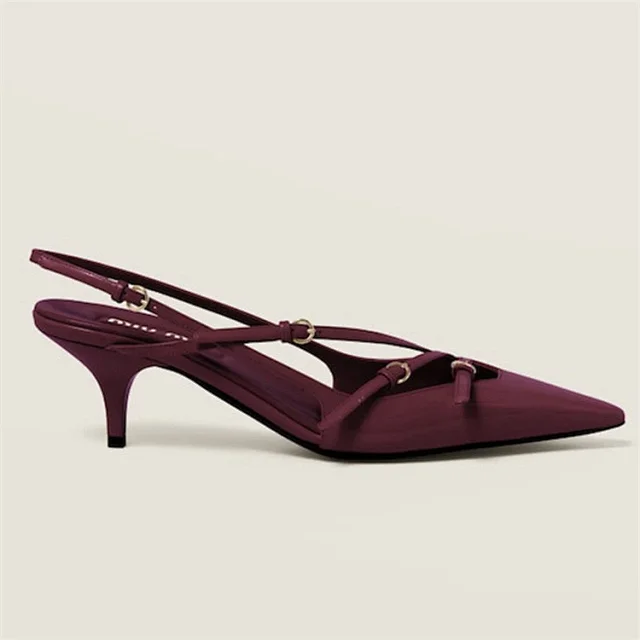 Unbranded High Heels Pointed-Toe Slingback with Strappy Buckle Details product detail image 6