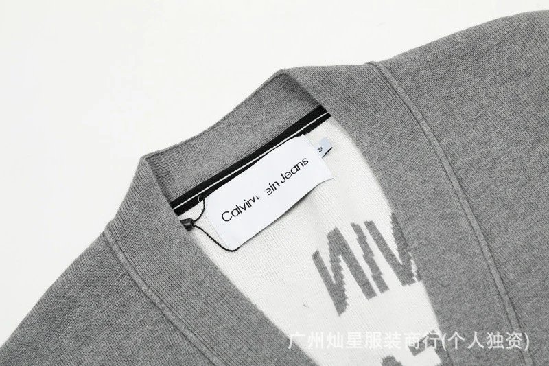 Calvin Klein Jeans Logo-Embroidered Gray Cardigan - 21