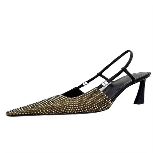 Unbranded High Heels Rhinestone Pointed-Toe Slingback Pumps product detail image 9