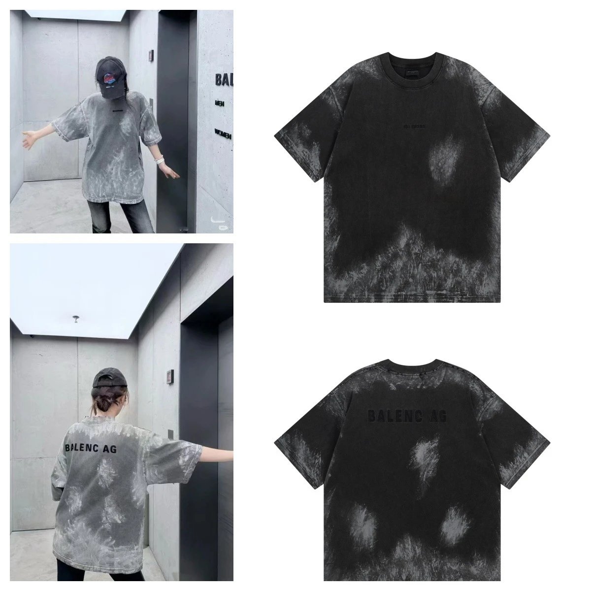 Balenciaga Acid Wash Black T-Shirt - 3
