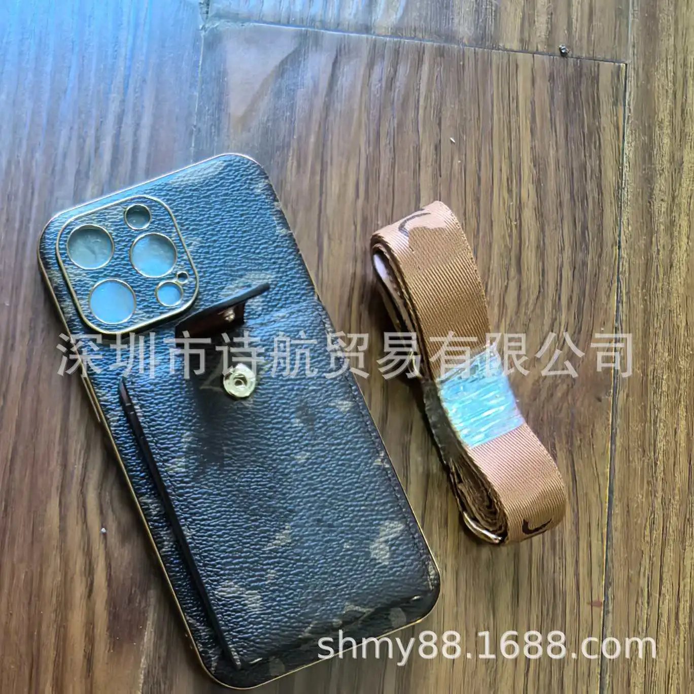 Unbranded Phone Cases Monogram-pattern case with detachable wallet and lanyard image 5