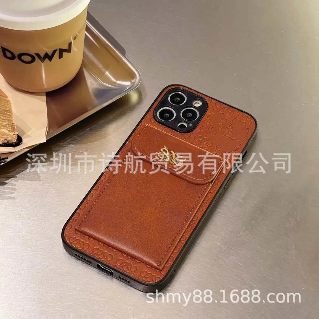 Design Leather-Style Cardholder Phone Case Brown Phone-Case