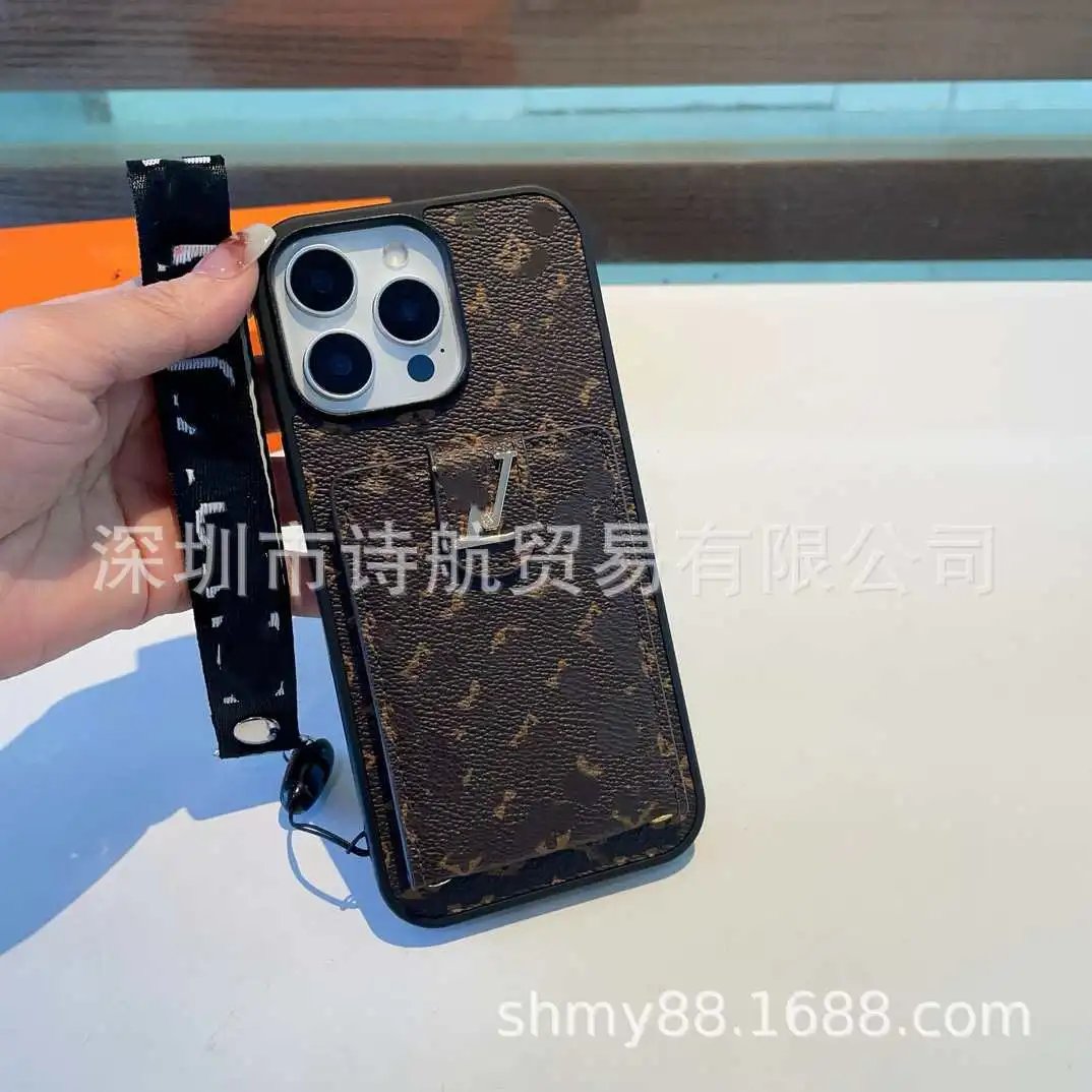 Unbranded Phone Cases Monogram-Print Card Holder Wrist Strap Case image 3