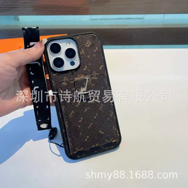 Unbranded Phone Cases Monogram-Print Card Holder Wrist Strap Case product detail image 3