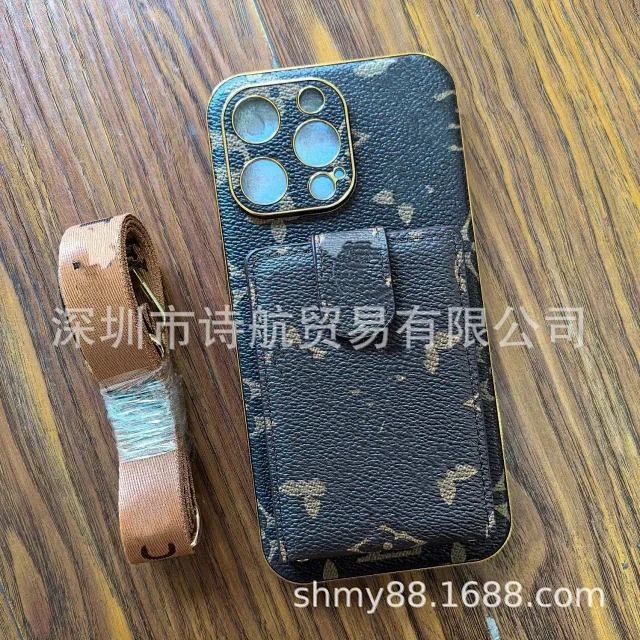 Unbranded Phone Cases Monogram-pattern case with detachable wallet and lanyard product detail image 1