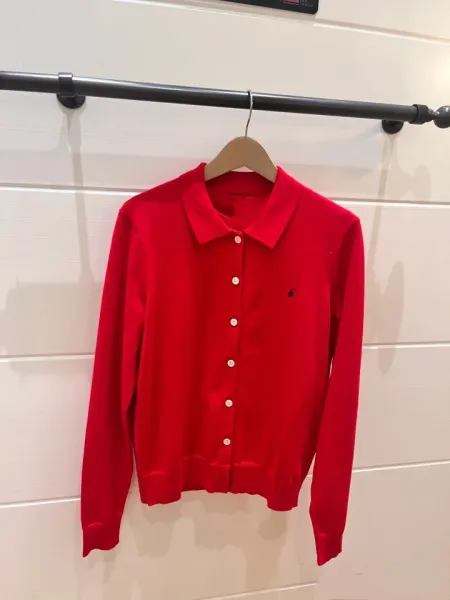 Polo Ralph Lauren Classic Fit Cotton Knit Cardigan Red - 1