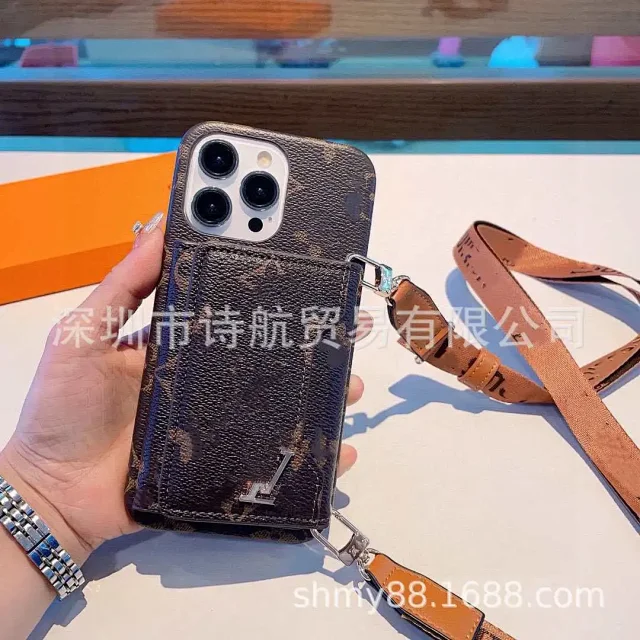 Unbranded Phone Cases Monogram-Pattern Card Holder Case with Detachable Shoulder Strap product detail image 5