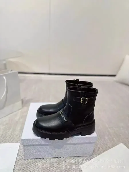 Christina Buckle Strap Chunky Sole Ankle Boots Black - 8