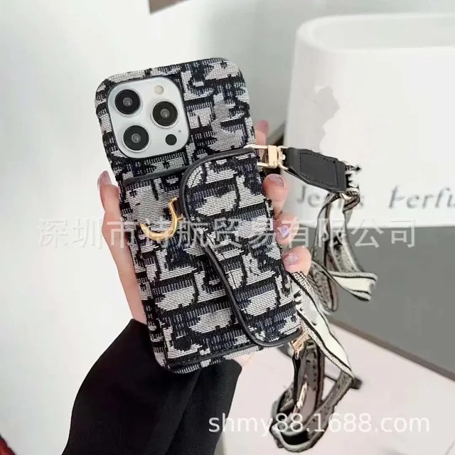 Unbranded Phone Cases Woven Monogram-Pattern Wallet Case with Adjustable Crossbody Strap product detail image 6