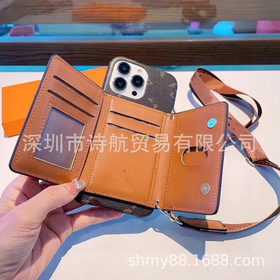 Unbranded Phone Cases Monogram-Pattern Card Holder Case with Detachable Shoulder Strap image 4