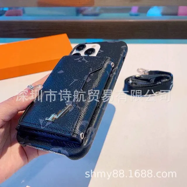 Unbranded Phone Cases Monogram-Pattern Card Holder Case with Detachable Shoulder Strap product detail image 10
