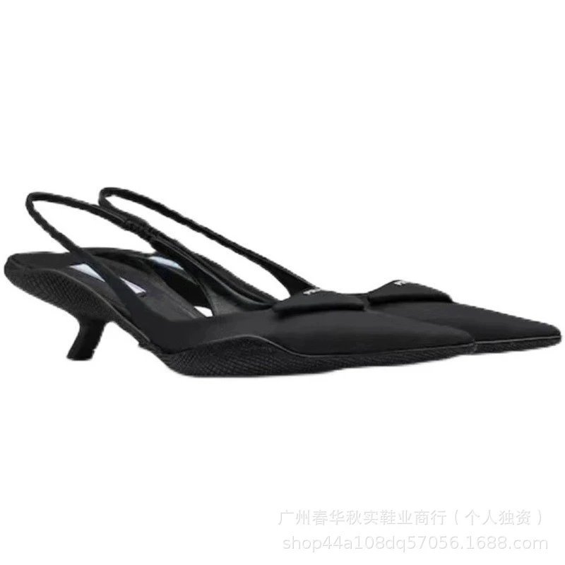 Unbranded High Heels Pointed-Toe Slingback Kitten with Triangle Vamp Plaque image 5