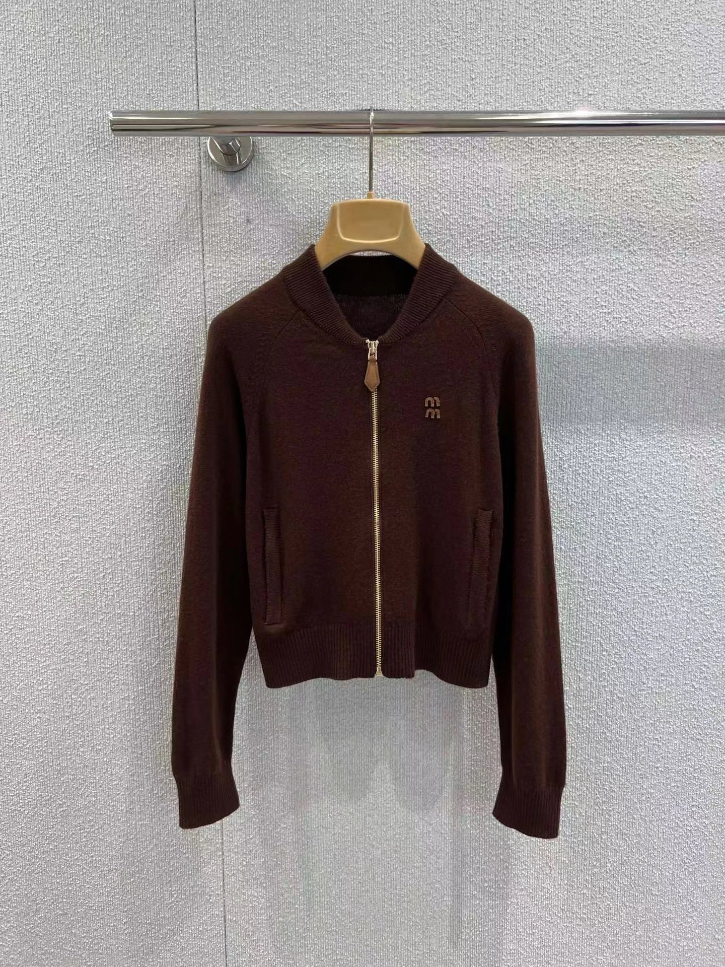 MMY Zip-Up Knit Cardigan Brown - 3