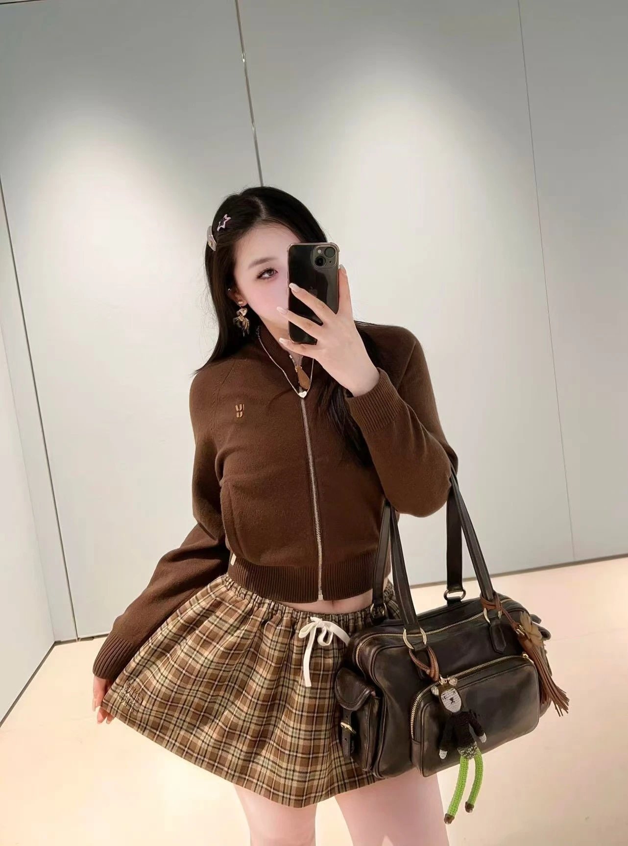 MMY Zip-Up Knit Cardigan Brown - 7