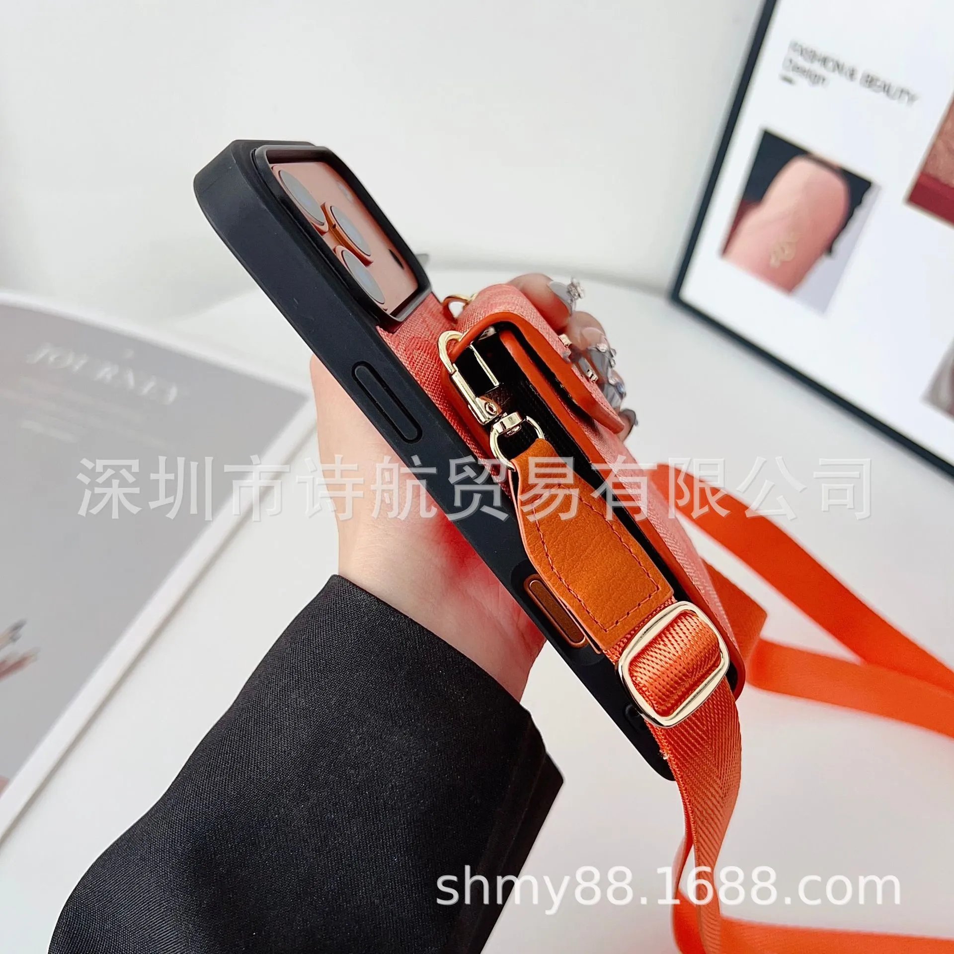 Coach Phone Crossbody Case Orange Monogram - 11