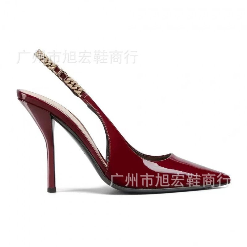 Unbranded High Heels Patent pointed-toe slingback with chain strap image 5