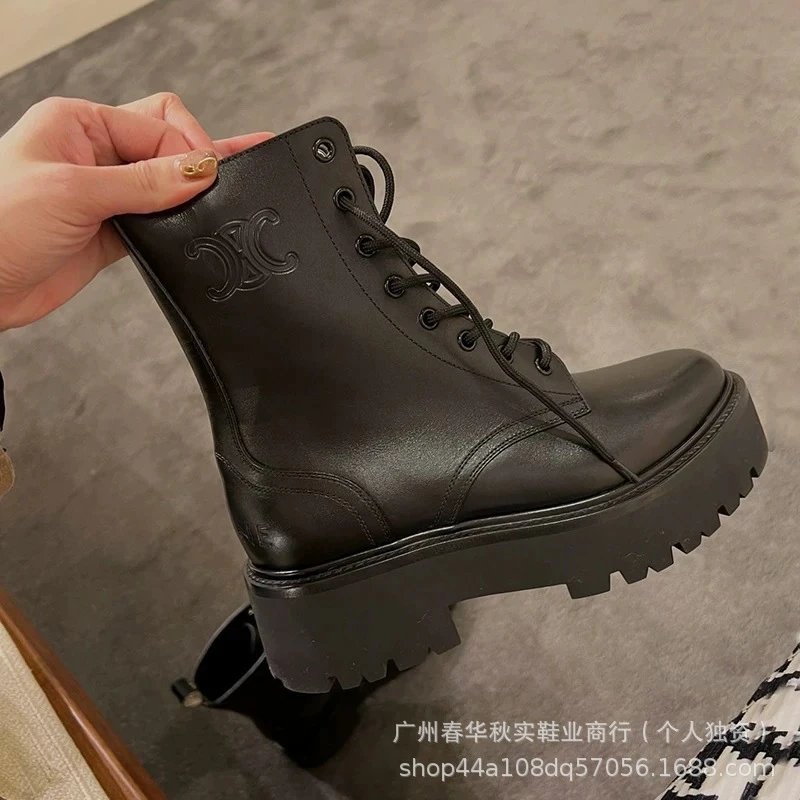 Celine Boots Triomphe Logo Lace-Up Platform Lug-Sole image 2