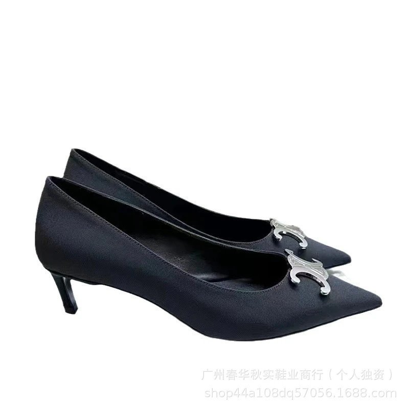 ELIN High Heels Pointed-Toe Slingback Kitten with Metal Logo Accent image 5