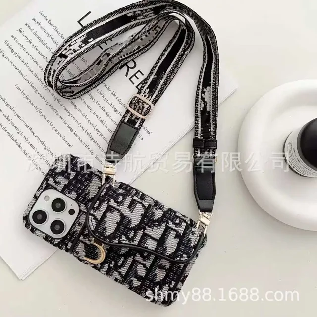 Unbranded Phone Cases Woven Monogram-Pattern Wallet Case with Adjustable Crossbody Strap product detail image 4