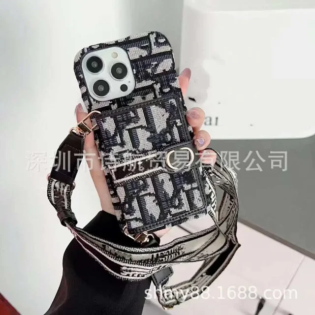 Unbranded Phone Cases Woven Monogram-Pattern Wallet Case with Adjustable Crossbody Strap product detail image 5