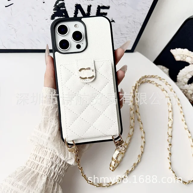 Chanel Phone Cases Quilted card-holder case with chain crossbody strap product detail image 2