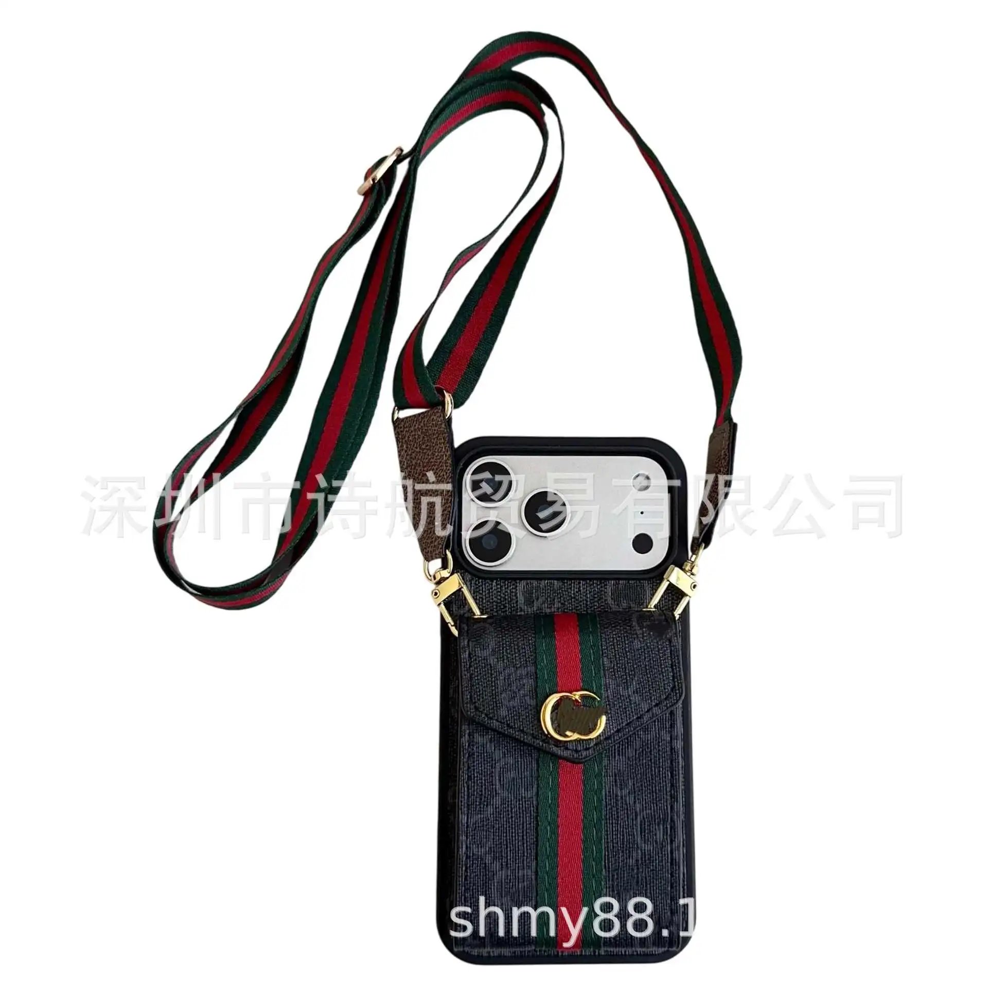 Gucci GG Marmont Phone Crossbody Bag Black Green Red - 11