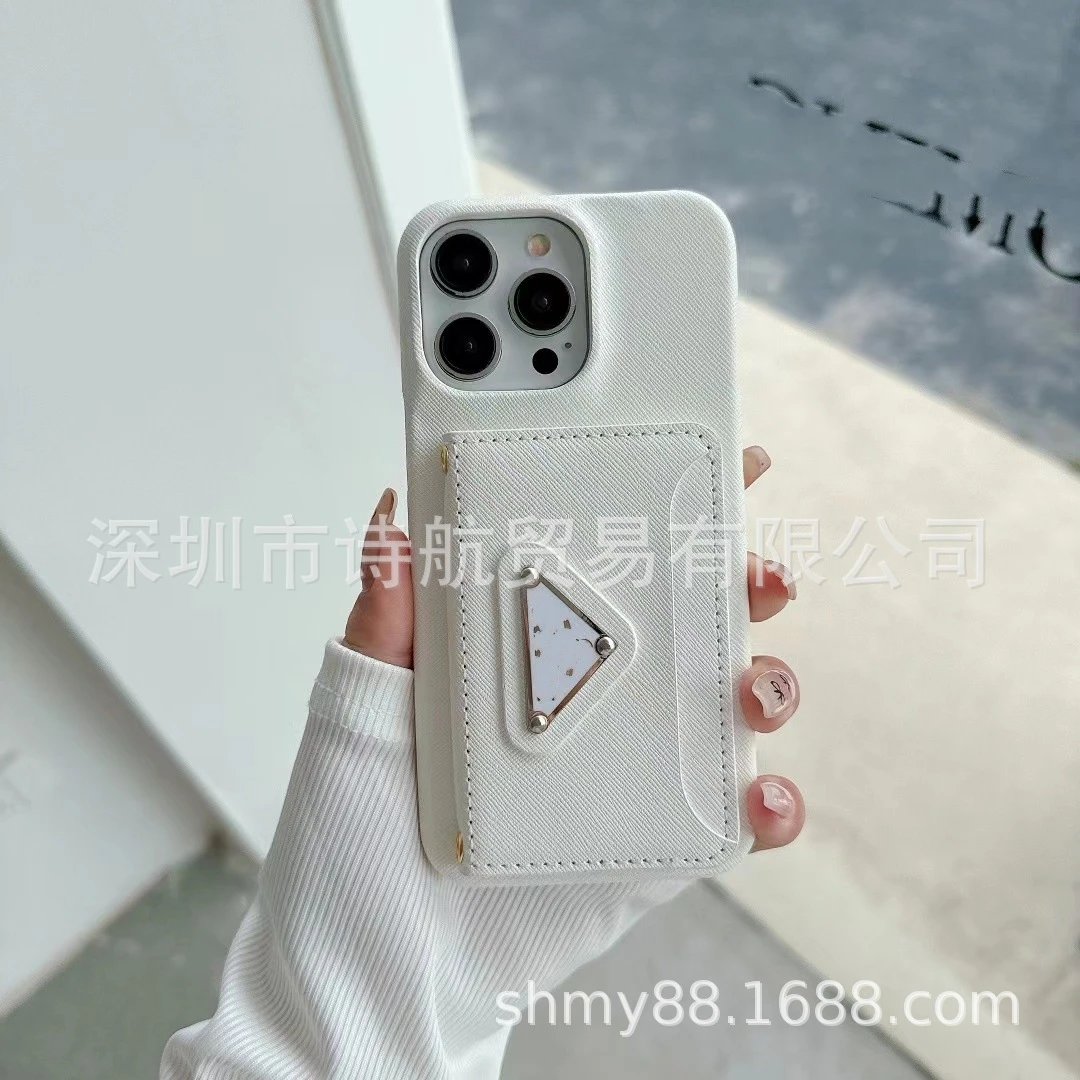 Prada-Style Triangle Cardholder Phone Case Pink Phone-Case - 3
