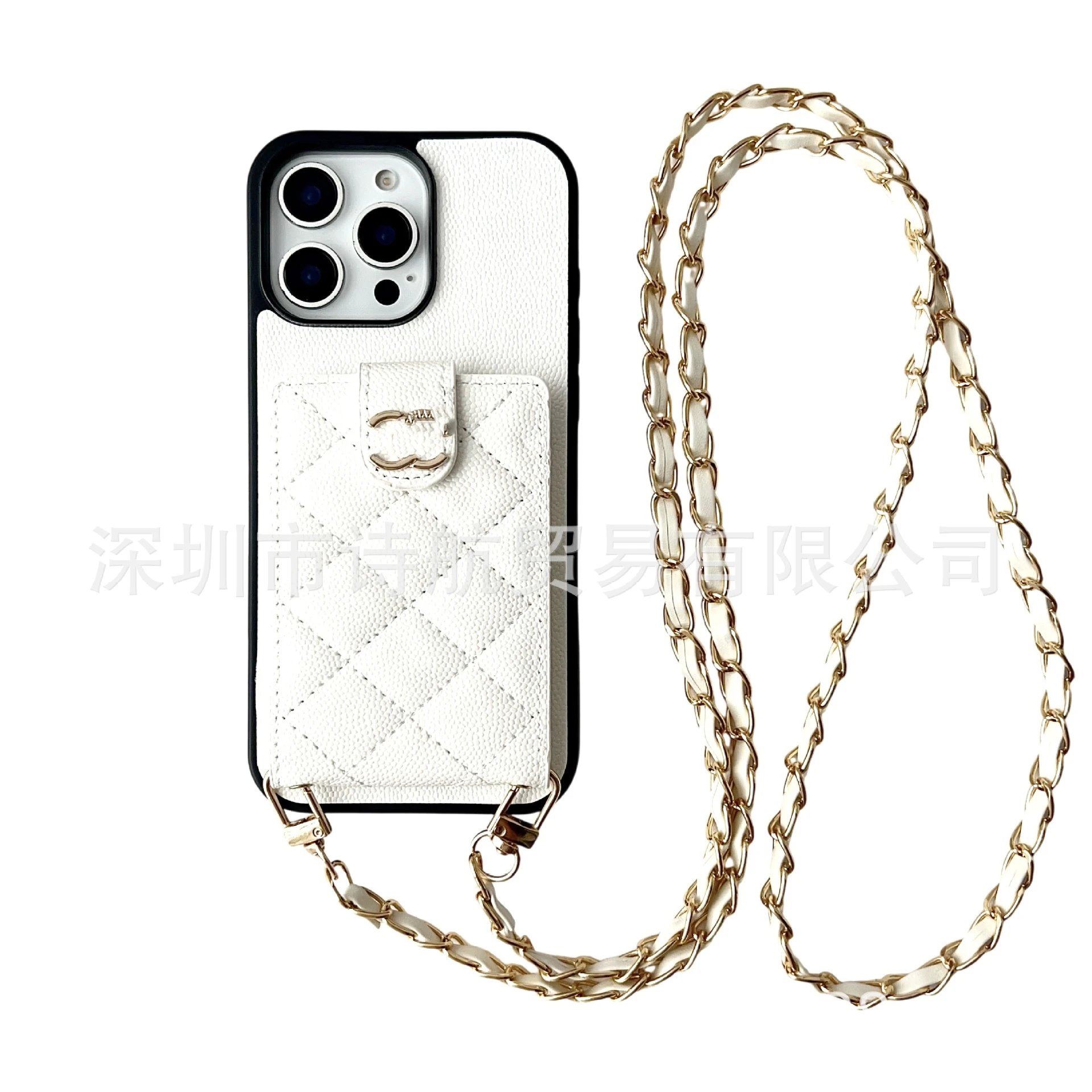 Chanel-Inspired Quilted Chain Phone Case Black Crossbody Phone-Accessories - 13