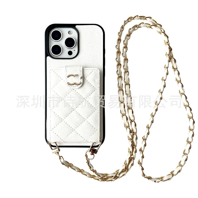 Chanel Phone Cases Quilted card-holder case with chain crossbody strap product detail image 13
