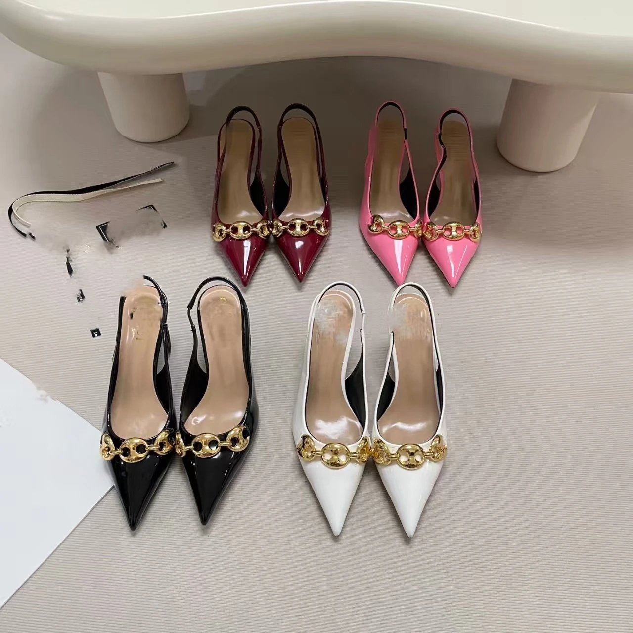Gucci Marmont Horsebit Slingback Heels Gray Multicolor - 3