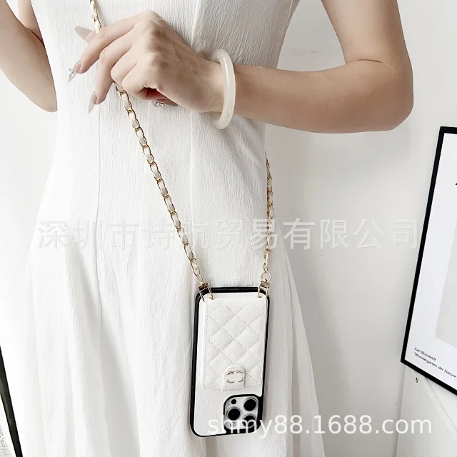 Chanel Phone Cases Quilted card-holder case with chain crossbody strap product detail image 12