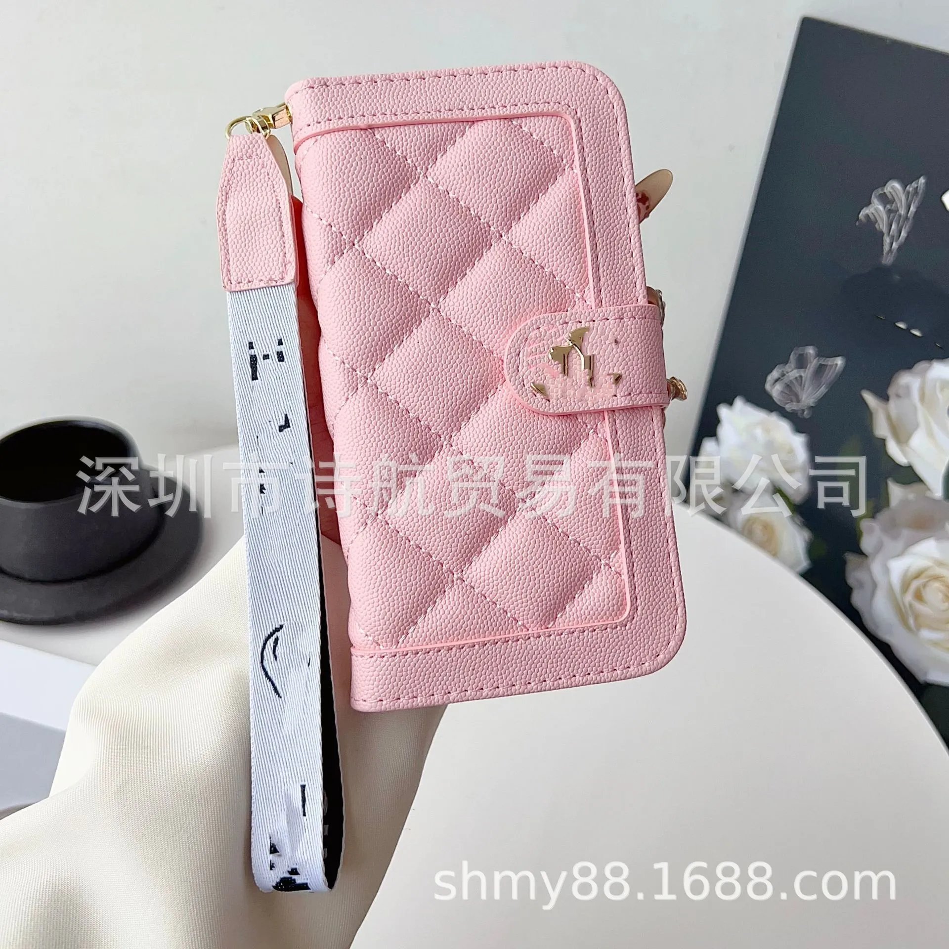 Chanel Classic Quilted Phone Wallet Case Black with Strap - 6