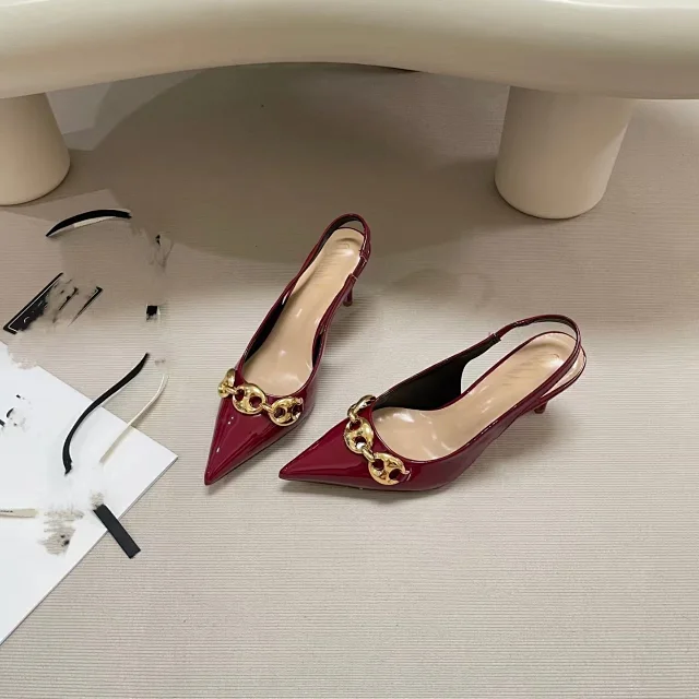 Gucci High Heels Pointed-Toe Chain-Embellished Slingback Stiletto product detail image 6