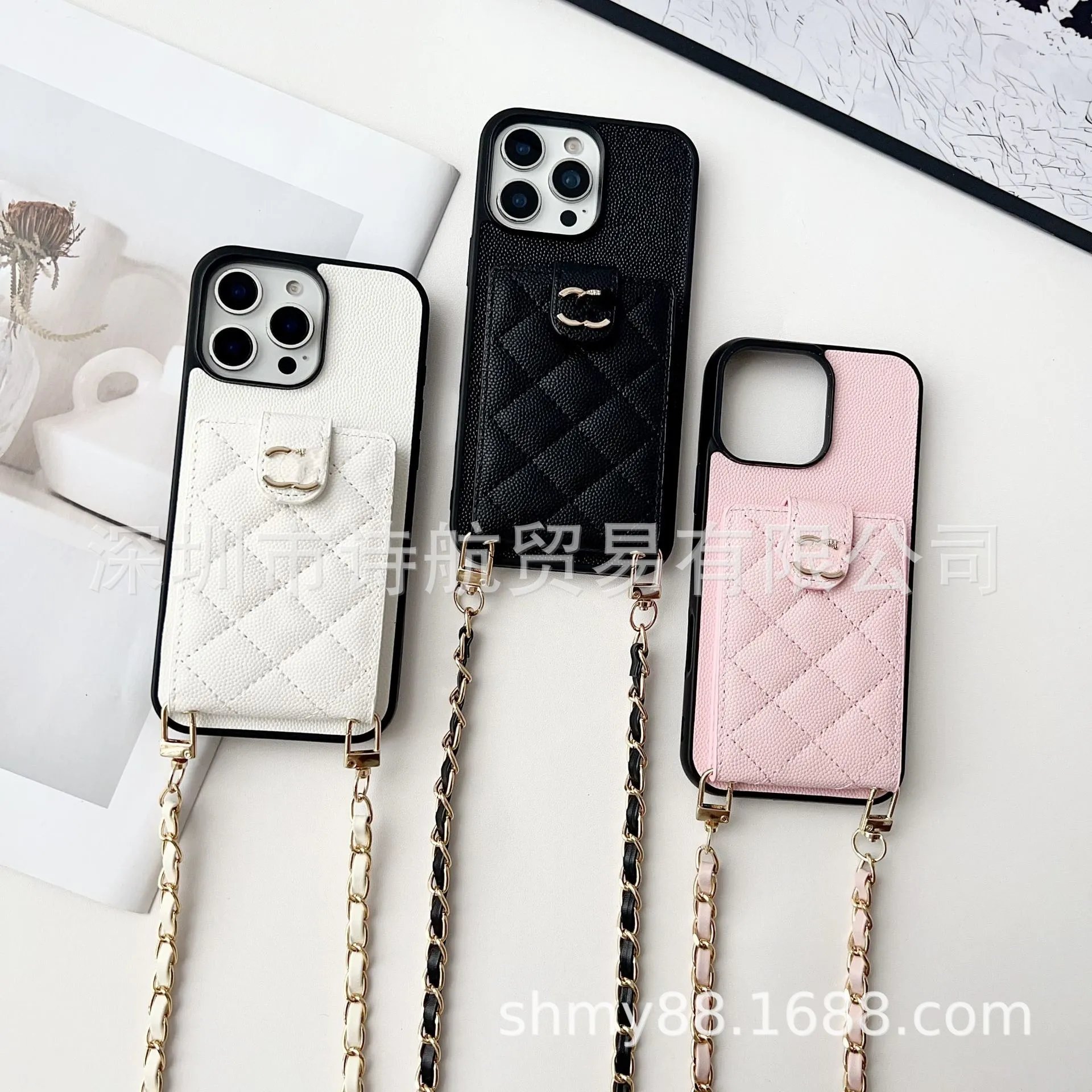 Chanel-Inspired Quilted Chain Phone Case Black Crossbody Phone-Accessories - 2