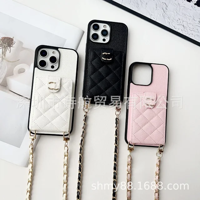 Chanel Phone Cases Quilted card-holder case with chain crossbody strap product detail image 1