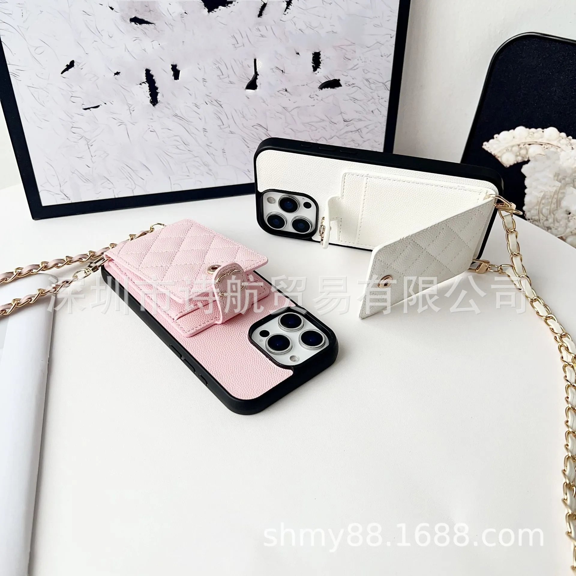 Chanel-Inspired Quilted Chain Phone Case Black Crossbody Phone-Accessories - 6