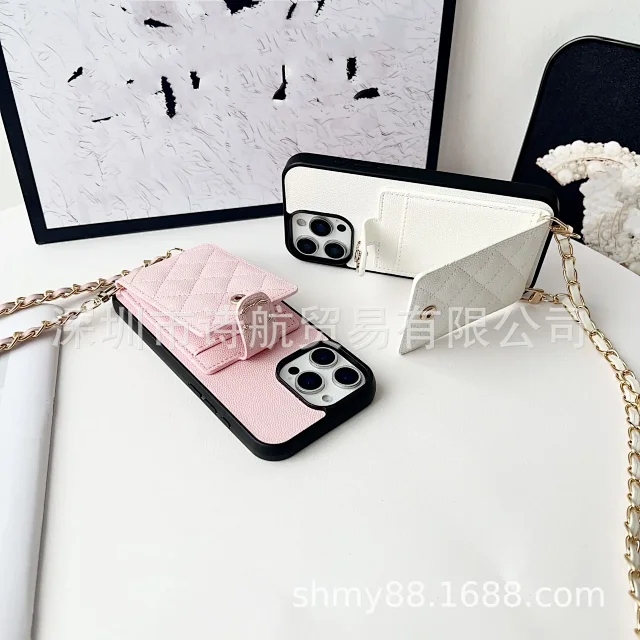 Chanel Phone Cases Quilted card-holder case with chain crossbody strap product detail image 6