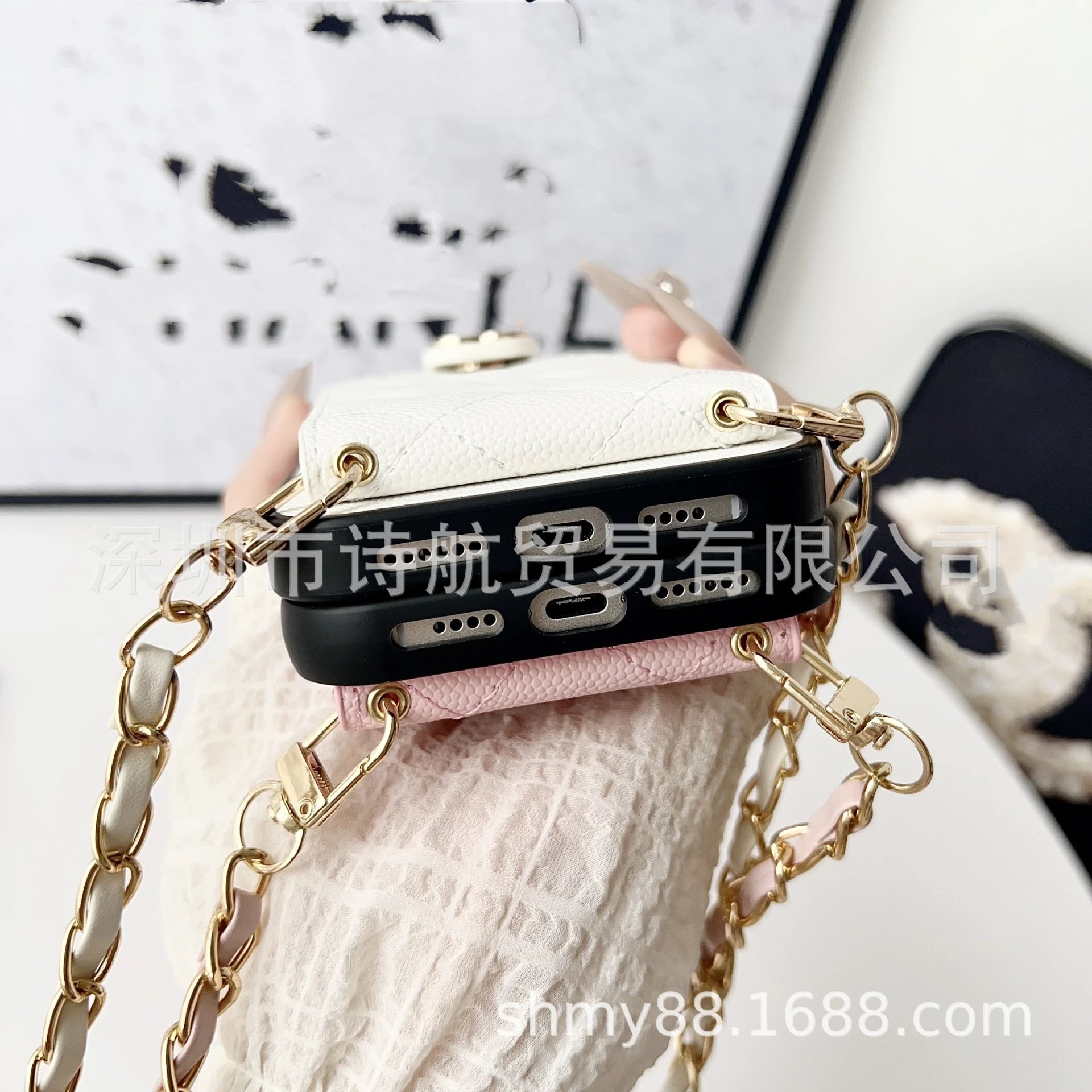 Chanel-Inspired Quilted Chain Phone Case Black Crossbody Phone-Accessories - 11
