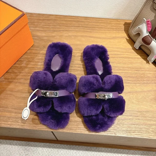 Unbranded Slippers Faux Fur H-Buckle Slide product detail image 8
