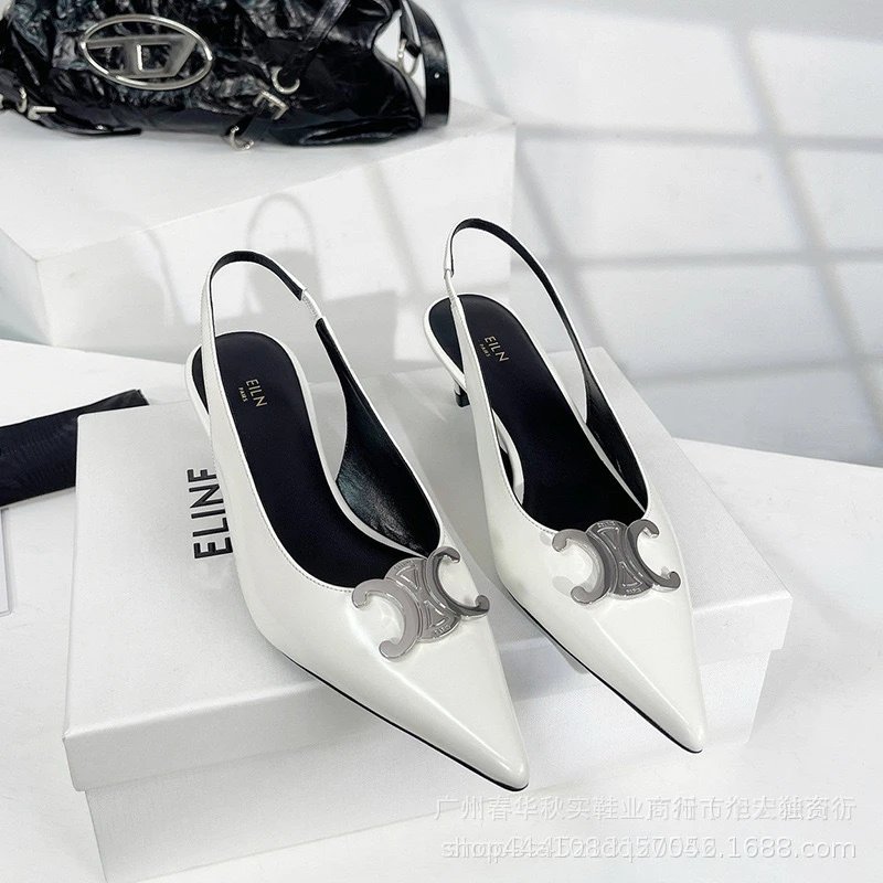 Elin Pointed-Toe Slingback Heels Silver Metallic - 9