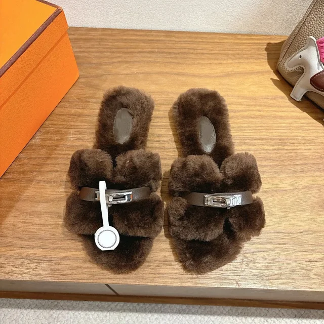 Unbranded Slippers Faux Fur H-Buckle Slide product detail image 15