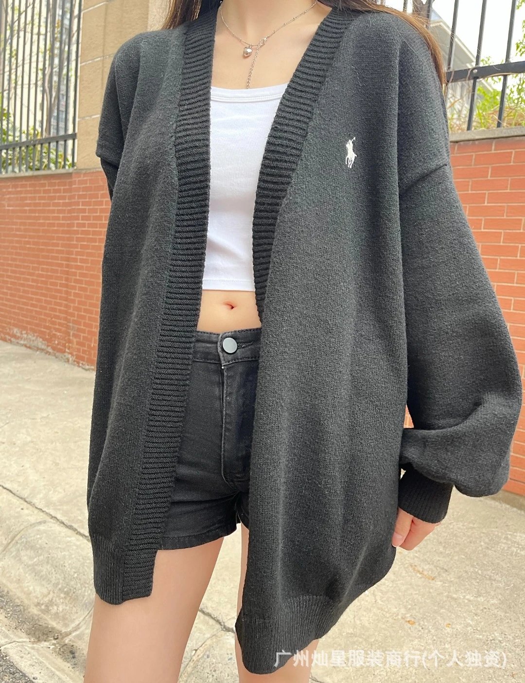 Polo Ralph Lauren Oversized V-Neck Cardigan Light Blue - 4